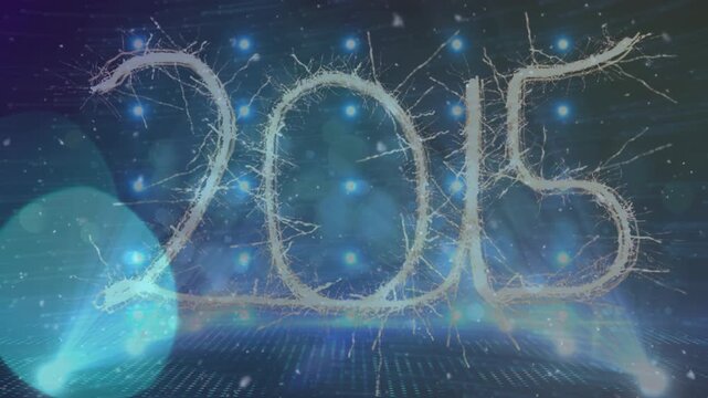 Animation of spots moving over 2015 text