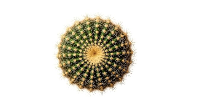 Bright white background highlighting a detailed overhead view of a Copiapoa Cinerea cactus