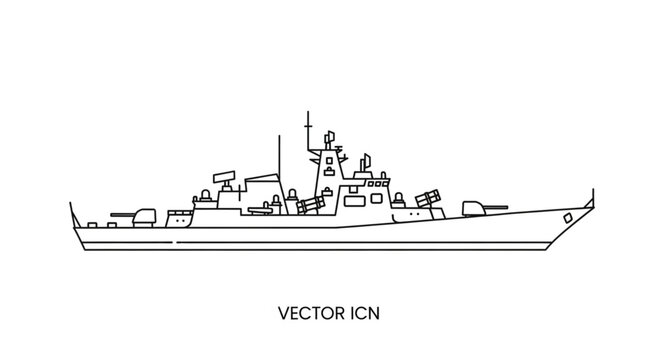 Vector Illustration of Naval Warship.