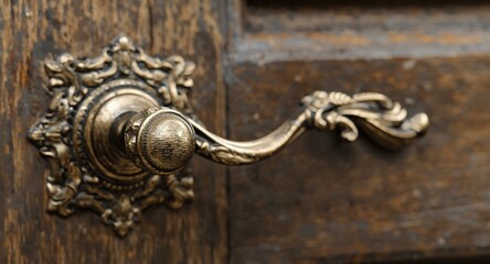 Obraz premium Classic vintage gold door handle with intricate design