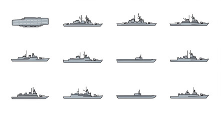 Various Naval Ships and Boats. © Roni
