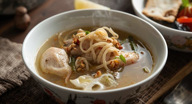 Light seafood soup with conch meat and fish maw