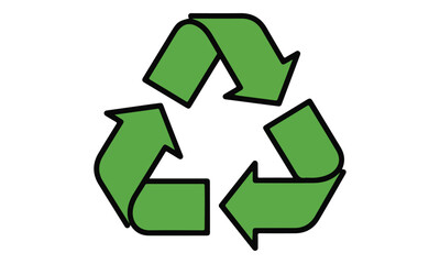Obraz premium Green Recycling Symbol With Three Arrows on White Background