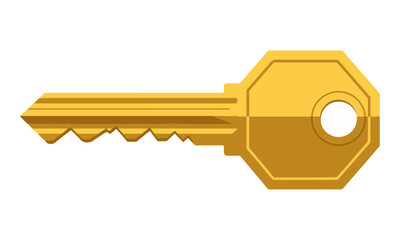 Golden Door Key Illustration Isolated on White Background