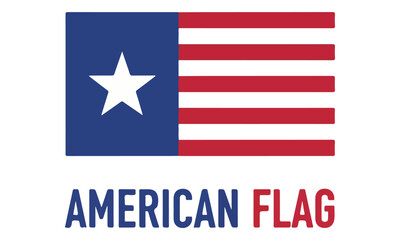 Minimalist American Flag Graphic with Single Star and Text