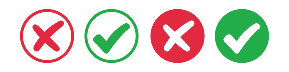 Obraz premium Set check mark and cross. Vector illustartion 