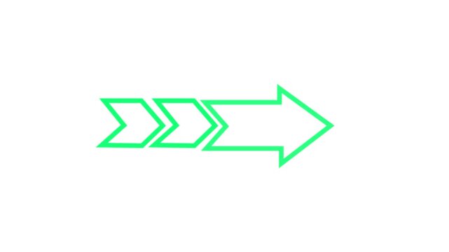 A series of three interconnected green chevron shapes leading into a larger green arrow pointing to the right, set against a plain white background
