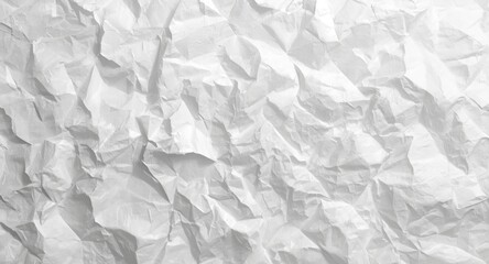 Detailed white crumpled paper panel texture background with soft natural lighting and copy space
