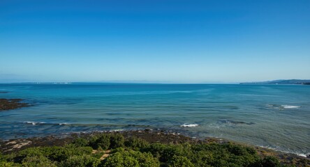 Captivating waterfront landscape with clear horizon