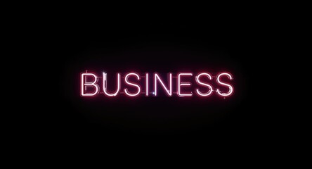Business concept hologram with neon glow isolated against black setting