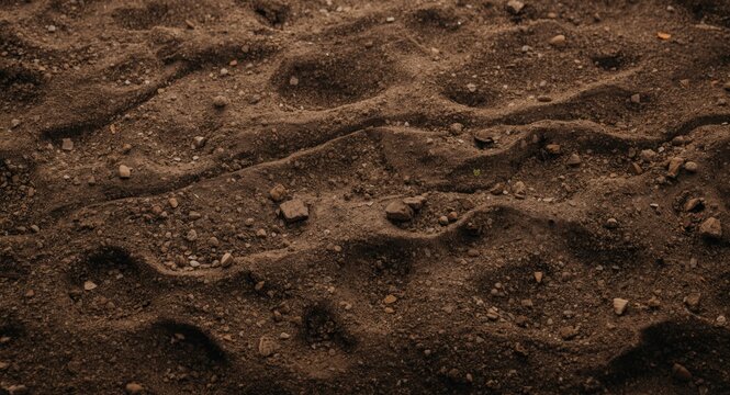 Natural soil surface texture backdrop with smooth finish and high key light plus copy space