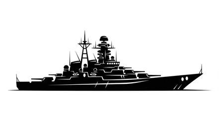Warship Silhouette Naval Vessel Illustration. © Huda