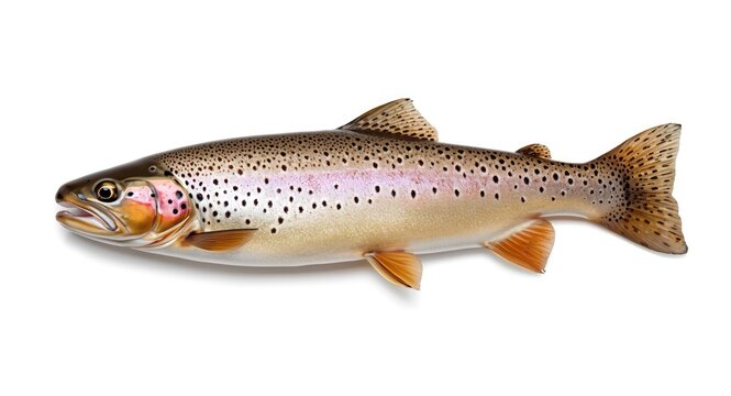 Brook trout fish with natural colors on a white background
