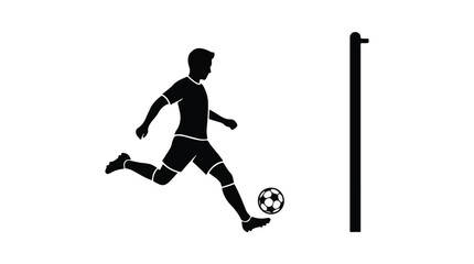 Fototapeta premium Minimalist silhouette of a soccer player kicking a football icon