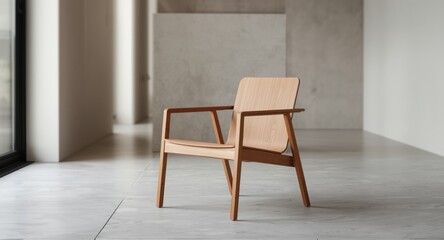 Fototapeta premium wood chair with contemporary design in a residential interior