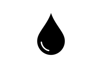 A simple black teardrop shaped icon on a white background