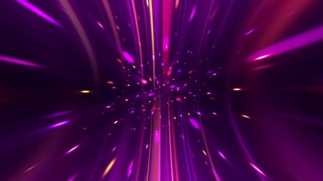 Super funky neon disco lights background with glowing beams, shiny particles and vertical light streaks. Suitable as a party or music background. Trendy full HD and looping VJ visuals animation.
