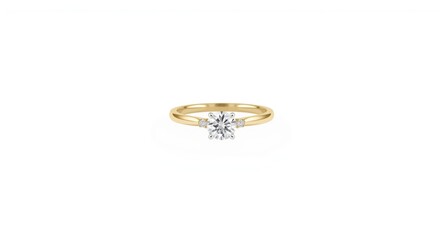 Naklejka premium Classic gold diamond ring design photographed on a minimalist white background