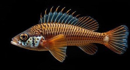 Fototapeta premium Artistic rendition of Seriolia dumerili with detailed fins and rich coloration
