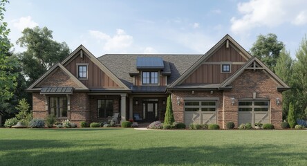 Obraz premium Creative process of home design development highlighted by architectural plans and visualization