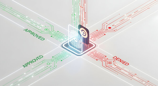 Biometric authentication concept with approved and denied access