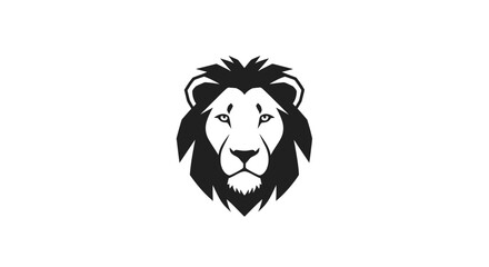 Lion Head Illustration Black White.