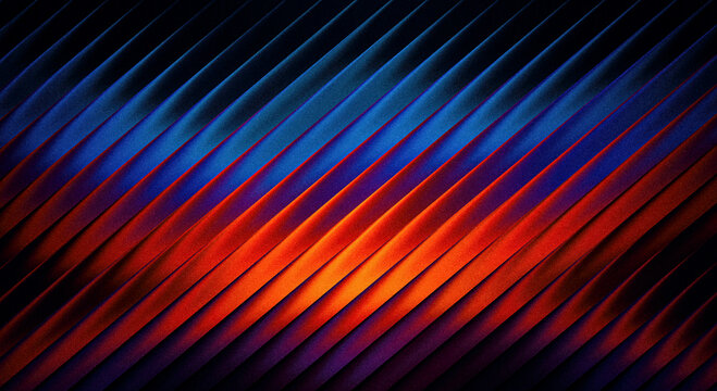 Abstract diagonal striped pattern transitioning from dark blue through purple to vibrant red with dynamic gradient