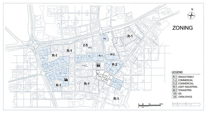 Zoning Map with Grid Pattern.