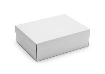 Closed white cardboard box isolated on a white background