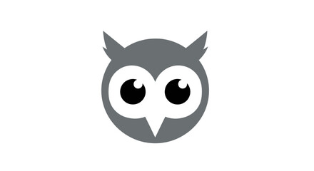 Obraz premium Gray Owl Icon with Big Eyes.