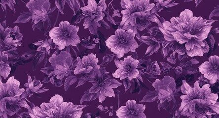 Fototapeta premium Elegant violet floral patterns as backgrounds for digital desktops and mobiles