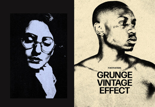 Grunge Vintage Poster Effect Mockup