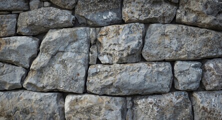 Detailed close up of a rock wall showing strong texture and solid construction