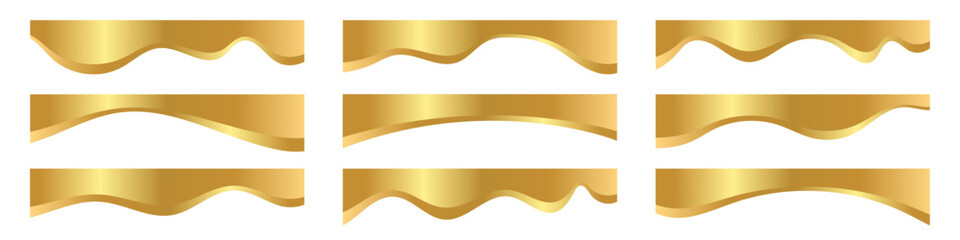 Obraz premium Set of gold modern and luxurious shapes is perfect for a certificate top border, banner or presentation