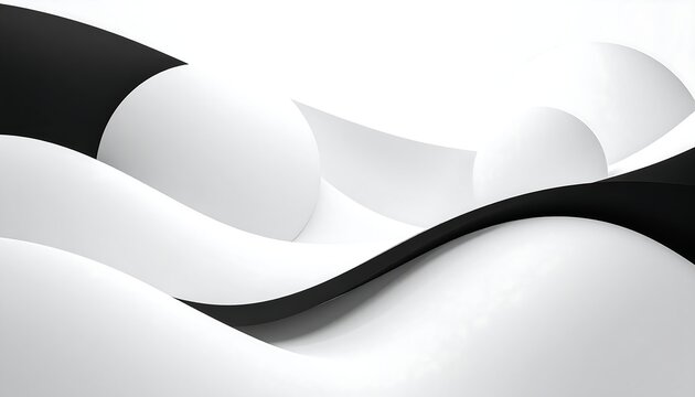 Black and white undulating abstract landscape with spherical shapes