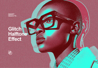 Glitch Halftone Effect Mockup
