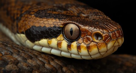 Fototapeta premium Close up macro portrait of a juvenile viperine water snake with detailed scales