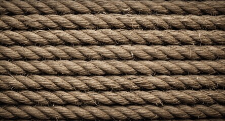 Fototapeta premium Close up background of old raw rope texture with copy space included