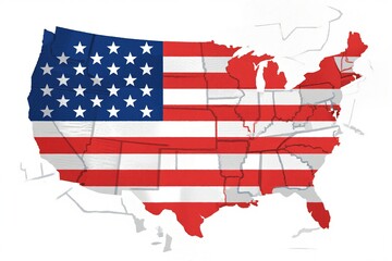 Map of USA with flag overlay