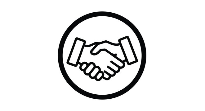 Business Handshake Icon in Circle - Partnership and Agreement Symbol