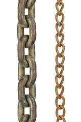 Obraz premium Two different size of chains isolated on white background