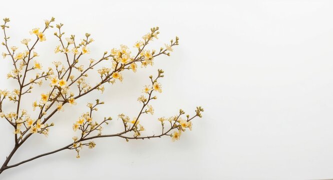 Acmella oleracea flowering branches contrasted by a smooth white minimalist backdrop