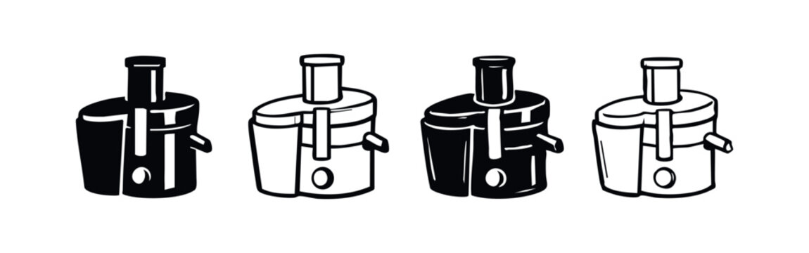 Modern Juicer and Juice Extractor Icon Collection. Hand Drawn Kitchen Appliance Silhouettes for Healthy Eating.