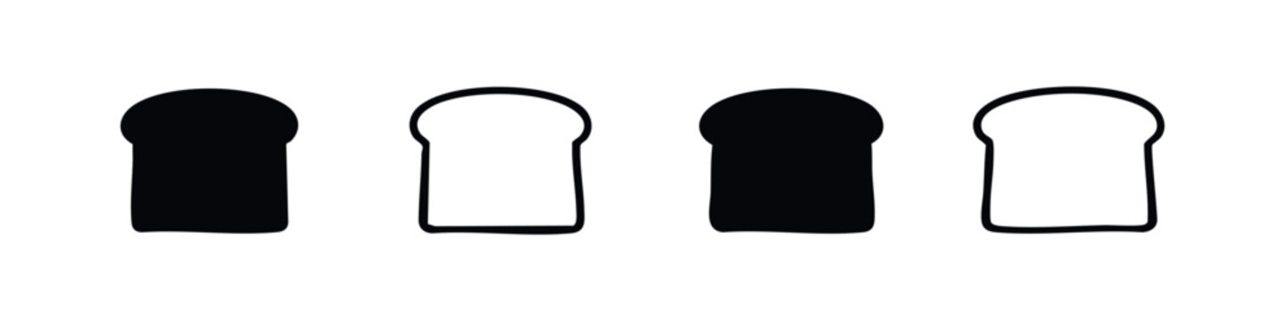 Plain Bread Slices Icon Set - Basic Black and White Vector Illustration