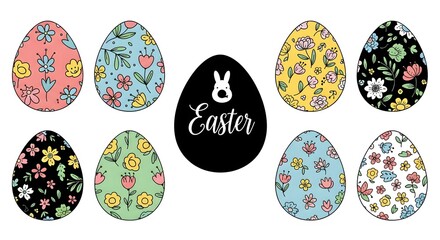 Fototapeta premium Colorful Patterned Easter Egg Clip Art Collection