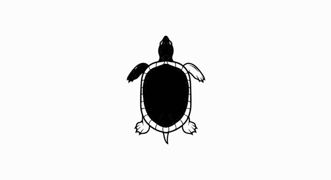 Minimalist black and white illustration of a sea turtle