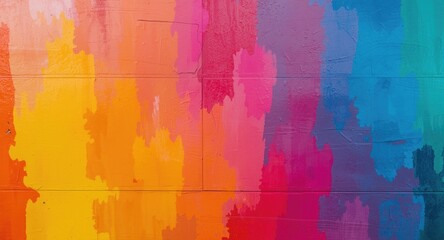 Fototapeta premium A sharp close up of a vibrant wall with a collection of bright shades and color blends
