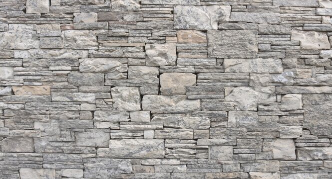 Architectural background featuring textured stone wall with gray and beige stones in a decorative pattern
