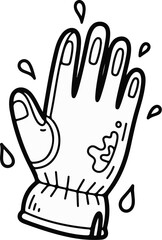 Obraz premium Black and white line drawing of a single glove with water splashes