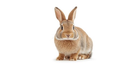 Obraz premium Adorable dwarf rabbit set on white background offering copy space for design